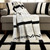 60" X 50" Black and White Woven Cotton Striped Throw Blanket with Tassels
