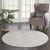5' Gray Round Floral Power Loom Area Rug