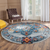 6' Blue Red and Orange Medallion Power Loom Round Rug