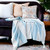 50" X 60" Blue and White Woven Cotton Striped Throw Blanket with Tassels Decor