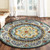 Homeroots Home Decor 6' x 6' Blue Round Wool Floral Hand Tufted Area Rug
