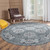 Homeroots Home Decor 6' in Blue Round Medallion Power Loom Area Rug