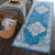 8' Blue Damask Power Loom Runner Rug