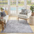 5' X 7' Blue And Pink Floral Power Loom Distressed Washable Area Rug Polyester