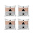 Set of Four 18" Ivory Gray and Red Geometric Fabric Throw Pillows