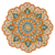 6' Orange and Blue Round Wool Floral Hand Tufted Area Rug