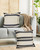 Homeroots Home Decor 20 X 20 Inches Ensign Blue, White, and Linen 100% Cotton Striped Zippered Pillow