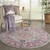 4' Gray Round Floral Power Loom Area Rug - 606114739517