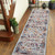 10' Ivory Navy and Orange Floral Power Loom Runner Rug