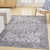 5' X 7' Gray Floral Power Loom Distressed Washable Area Rug Polyester