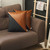 Set of Two 18" Brown And Black Faux Leather And Fabric Throw Pillows