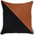 Set of Two 18" Brown And Black Faux Leather And Fabric Throw Pillows