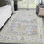 4' X 6' Ivory Blue And Green Floral Area Rug