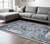 8' X 10' Ivory Blue And Gray Medallion Area Rug