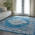 Homeroots Home Decor 8' X 10' Blue Damask Power Loom Area Rug