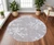 8' Gray and White Round Oriental Non Skid Area Rug
