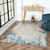 2' x 3' Blue and Ivory Abstract Area Rug - 606114893714