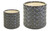 Set of Two Brown And Gray Clay 7 Ounce Geometric Round Pot Planters