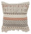 Homeroots Home Decor 18 X 18 Inches Beige and Red Striped Cotton Zippered Pillow With Fringe