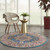 5' Gray Round Floral Power Loom Area Rug Polypropylene Decor