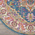 5' Gray Round Floral Power Loom Area Rug Polypropylene Decor