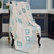 50" X 60" Aqua And Off White Cotton Woven Geometric Throw Blanket with Fringe