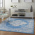 5' X 7' Blue Damask Power Loom Area Rug Polypropylene