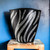 14" Black And Silver Striped Wavy Polyresin Table Vase