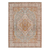 7' X 9' Orange Light Blue And Beige Oriental Distressed Area Rug