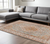 7' X 9' Orange Light Blue And Beige Oriental Distressed Area Rug