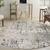 8' Blue and Gray Round Abstract Power Loom Area Rug