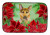 Poinsettias Dog on Dish Drying Mat - 652259252879