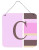 Monogram - Pink Stripes Wall or Door Hanging Prints - 615872639724