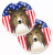 Dog Themed American Flag Cup Holder Car Coasters (Set of 2) - 638508566829