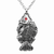 Red Crystal Eyed Fossil Fish Necklace - 734130259679