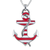Red Color Striped Anchor Necklace - 734130260392