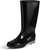Roxoni Womens Black Rubber Rain Boots 16" Mid Calf Waterproof and Clear Sole - 049108985197