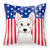 Carolines Treasures USA Design with Dog Fabric Pillow, 14x14 Inches, Soft Polyester Material