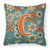 Caroline's Treasures Monogram Letter Flowers Fabric Decorative Pillow, 14 Inch, Polyester Accent Cushion