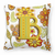 Caroline's Treasures Monogram Letter Floral Fabric Decorative Pillow, 14x14 Inches, colorful, bright