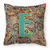 Carolines Treasures Monogram Letter Retro Tribal Alphabet Fabric Decorative Pillow, 14x14 Inches, Polyester, Lightweight