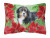 Poinsettas Dog Art Canvas Fabric Decorative Pillow - 652259192816