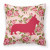 Dog Silhouette Shabby Chic Roses Fabric Decorative Pillow - 638508356925