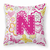 Carolines Treasures, Inc Monogram Letter Flowers and Butterflies Fabric Decorative Pillow, 14x14 Inches, Polyester, cozy, cheerful