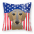 Carolines Treasures, Inc American Flag and Dog Fabric Decorative Pillow, 18 x 18 Inches, Soft Polyester