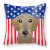 Carolines Treasures, Inc American Flag and Dog Fabric Decorative Pillow, 18 x 18 Inches, Soft Polyester