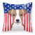 American Flag and Dog Fabric Decorative Pillow - 638508245564