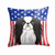 Carolines Treasures USA Design with Dog Fabric Decorative Pillow, 14x14 Inches, Soft Polyester Material
