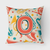 Letter Retro Teal Orange Musical Instruments Initial Fabric Decorative Pillow - 615872979493