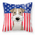 Carolines Treasures, Inc American Flag and Dog Fabric Decorative Pillow, Indoor Outdoor, 18 x 18 Inches 
